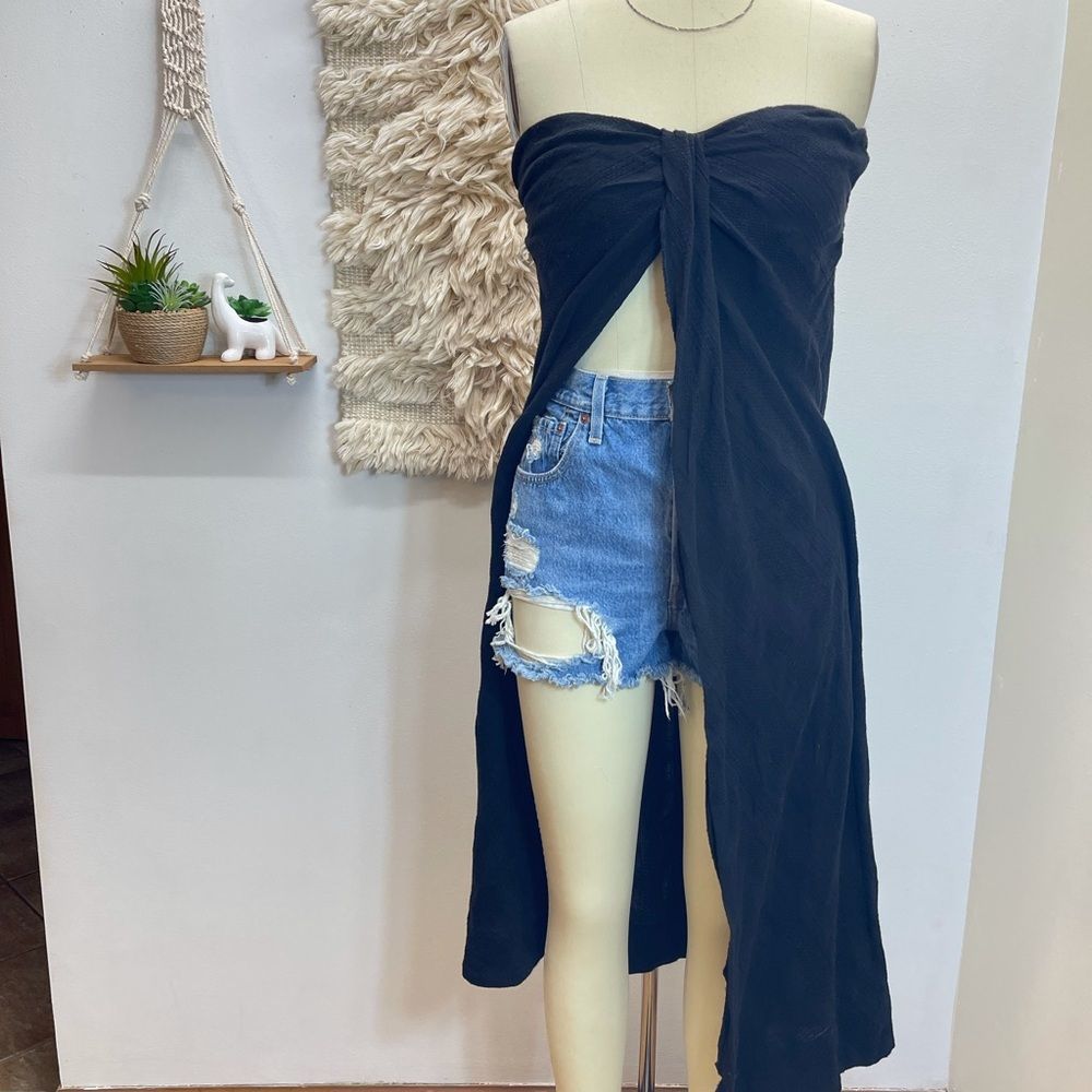🅢🅐🅛🅔 Free People Tube Maxi Length Gauge Top Strapless Crop Long Top - Picture 2 of 15